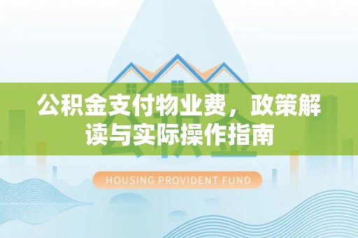 大甲公积金支付物业费，政策解读与实际操作指南