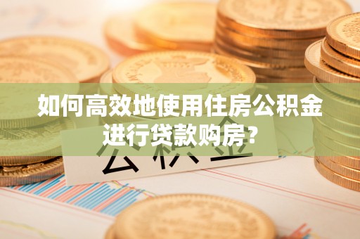 大甲如何高效地使用住房公积金进行贷款购房？